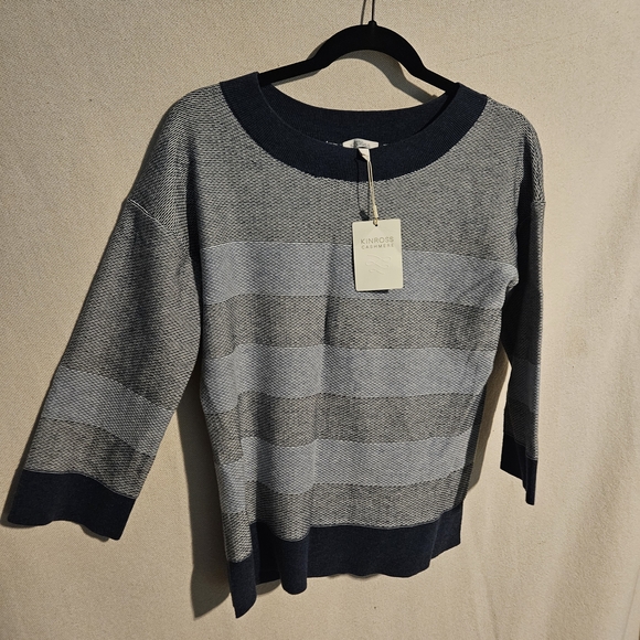 Kinross Women's Black and Gray Striped Sweater - Picture 3 of 8